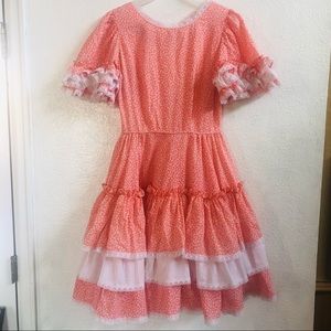Coral Prairie Ruffle Tiered Dress
